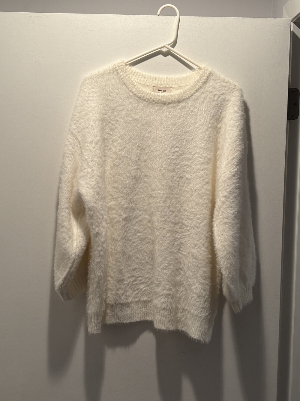 TeenBell Cream Fuzzy Crew Sweater